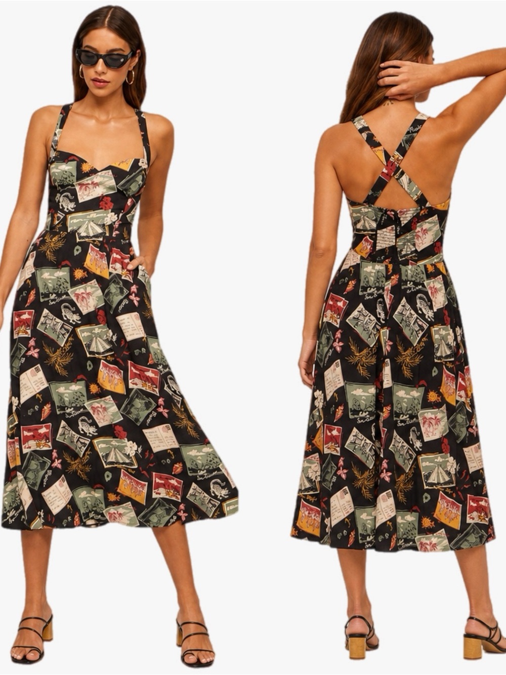 Reformation Brixton Postcard Midi Dress Women’s Size 4